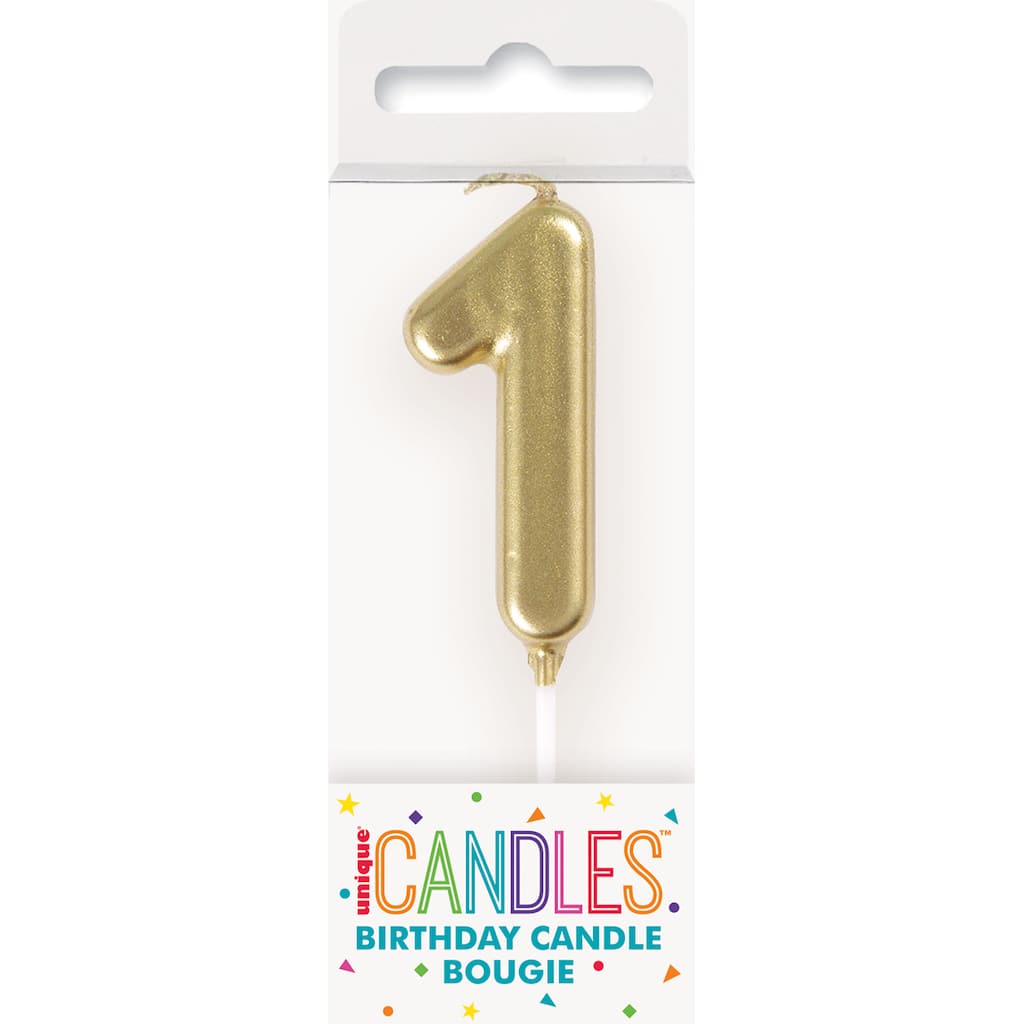 Gold 1 Mini Cake Candle Gold Birthday Party Supplies